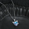 Silver Planet Cat Ear Iride Stone necklace, a unique and dreamy atmosphere for women, a sweet and cool collarbone chain necklace for girls details Picture